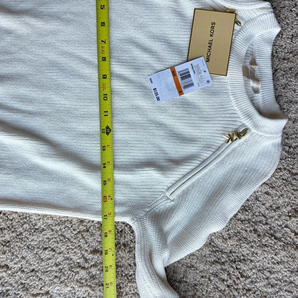 NWT Michael Kors Bone Elegant‎ White Cream Pullover Size S Sweater Winter